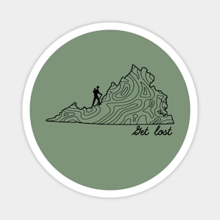 Get Lost Hiking Topographic Art Hike Virginia State Map Magnet